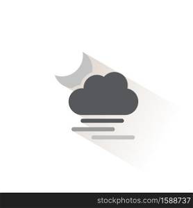 Heavy fog, cloud and moon. Isolated color icon. Weather glyph vector illustration