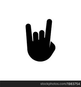 Heavy Metal Horns Hand, Rock Roll Gesture. Flat Vector Icon illustration. Simple black symbol on white background. Heavy Metal Horns Hand, Rock Roll sign design template for web and mobile UI element. Heavy Metal Horns Hand, Rock Roll Gesture Flat Vector Icon