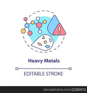 Heavy metals concept icon. Water quality indicator abstract idea thin line illustration. Causing health risks. Isolated outline drawing. Editable stroke. Arial, Myriad Pro-Bold fonts used. Heavy metals concept icon