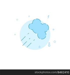 Heavy rain weather forecast vector icon. Flat illustration. Filled line style. Blue monochrome design.. Heavy rain weather forecast flat vector icon. Filled line style. Blue monochrome design.