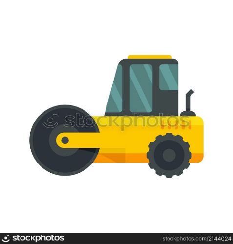 Heavy road roller icon. Flat illustration of heavy road roller vector icon isolated on white background. Heavy road roller icon flat isolated vector