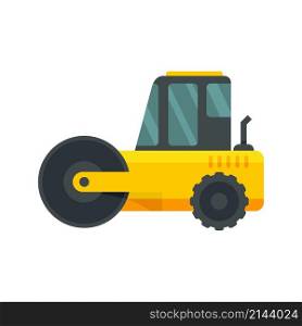 Heavy road roller icon. Flat illustration of heavy road roller vector icon isolated on white background. Heavy road roller icon flat isolated vector