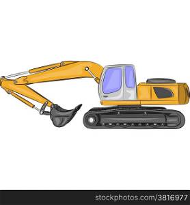 heavy tracked excavator with bucket isolated on white background