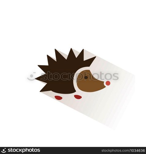 Hedgehog color icon with shadow. Flat vector illustration