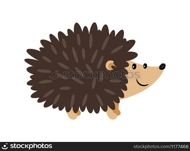 Hedgehog cute forest animal cartoon icon, isolated on white background, vector illustration. Hedgehog cartoon icon