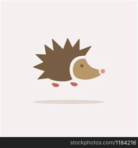 Hedgehog. Icon with shadow on a beige background. Animal flat vector illustration