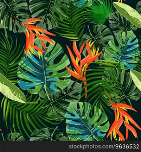 Heliconia and strelizia flowers Royalty Free Vector Image