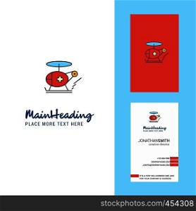 Helicopter ambulance Creative Logo and business card. vertical Design Vector