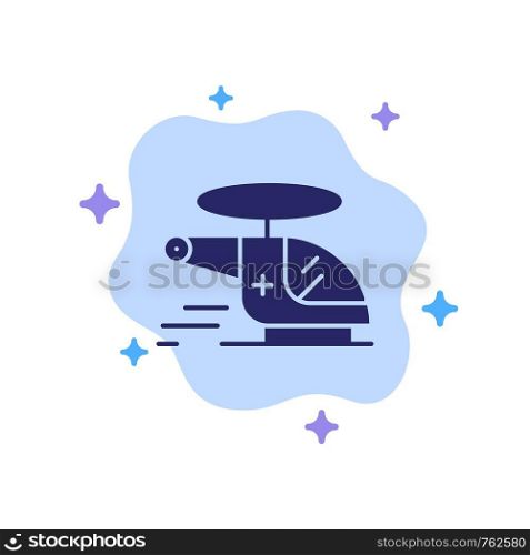 Helicopter, Chopper, Medical, Ambulance, Air Blue Icon on Abstract Cloud Background