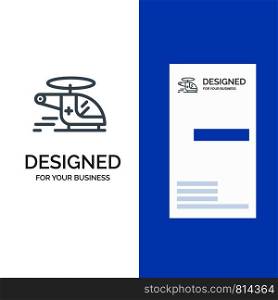 Helicopter, Chopper, Medical, Ambulance, Air Grey Logo Design and Business Card Template