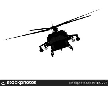 Helicopter detailed silhouette. Vector EPS 10. Helicopter vector silhouette
