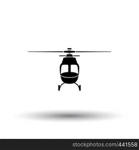 Helicopter icon front view. Black on White Background With Shadow. Vector Illustration.