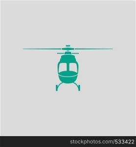 Helicopter Icon Front View. Green on Gray Background. Vector Illustration.
