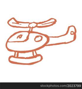 Helicopter. Icon in hand draw style. Drawing with wax crayons, colored chalk, children&rsquo;s creativity. Vector illustration. Sign, symbol, pin. Icon in hand draw style. Drawing with wax crayons, children&rsquo;s creativity