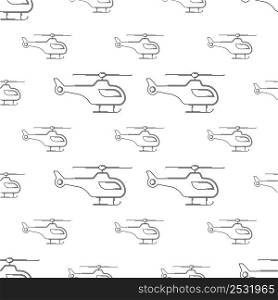 Helicopter Icon Seamless Pattern, Chopper Icon, Helicopter Flying Vehicle, Rotorcraft Vector Art Illustration