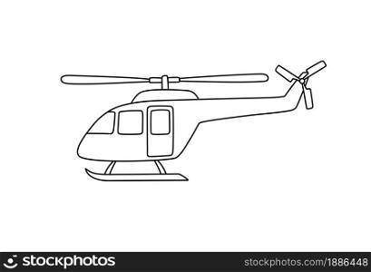 Helicopter line sketch. Vehicle. Black doodle outline aviation icon. Vector freehand copter illustration