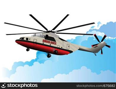 Helicopter on the air. Vector illustration