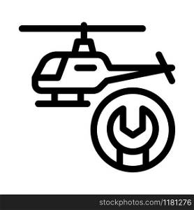 Helicopter Wrench Icon Vector. Outline Helicopter Wrench Sign. Isolated Contour Symbol Illustration. Helicopter Wrench Icon Vector Outline Illustration