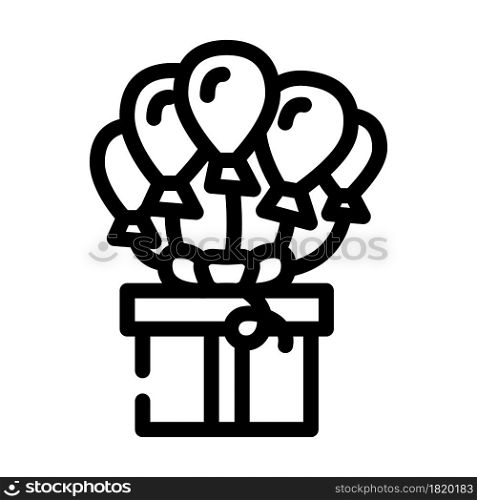 helium balloons gift line icon vector. helium balloons gift sign. isolated contour symbol black illustration. helium balloons gift line icon vector illustration
