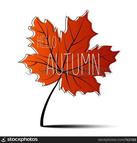 Hello Autumn, Autumn leaf, autumn banner, vector illustration