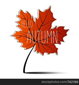 Hello Autumn, Autumn leaf, autumn banner, vector illustration