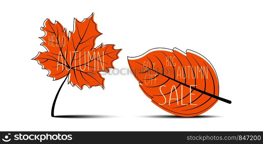 Hello Autumn. Autumn leaves. Big Autumn Sale. 50 off Eps10. Hello Autumn. Autumn leaves. Big Autumn Sale. 50 off