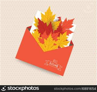 hello autumn card with envelope
