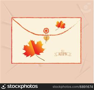 hello autumn card with leaves envelope