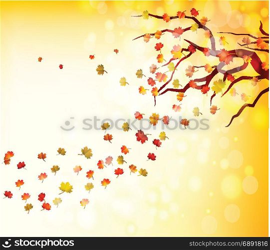 Hello autumn Illustration of a forest in autumn with leaves falling