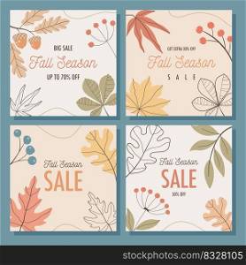 Hello Autumn sale card concept. Vector illustration