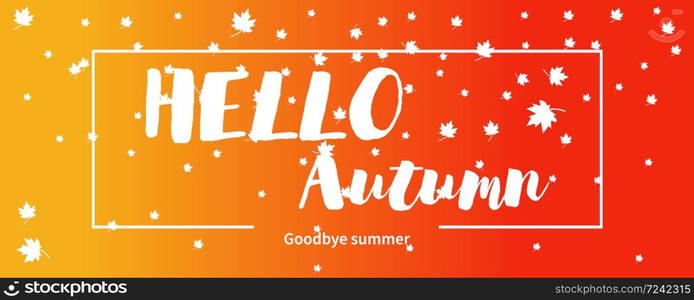 Hello autumn vector banner. Autumnal greeting text card.