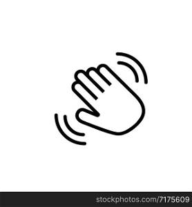 Hello hand with waves icon. Hand goodbye emoji linear sign. Hi isolated symbol. EPS 10. Hello hand with waves icon. Hand goodbye emoji linear sign. Hi isolated symbol.
