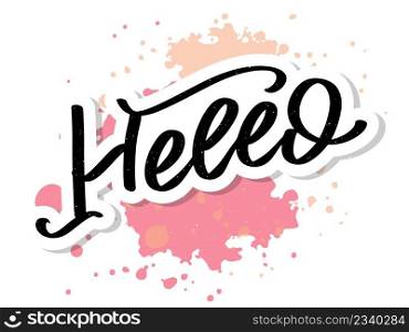 Hello in hand drawn style. Hello world. Lettering design concept. White background. Hand lettering typography. New year party. Hello"e message bubble.. Hello in hand drawn style. Hello world. Lettering design concept. White background. Hand lettering typography. New year party. Hello"e message bubble. Hello symbol.