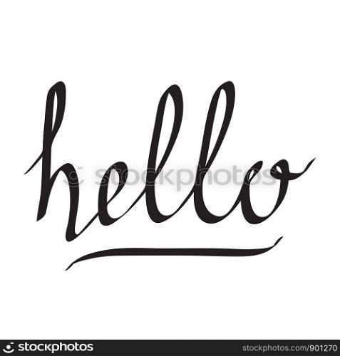 hello lettering hand drawing word on white, stock vector illustration
