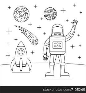 Hello spaceman concept background. Outline illustration of hello spaceman vector concept background for web design. Hello spaceman concept background, outline style