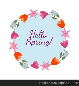 Hello spring frame flowers. 8 March invitation card. Vector illustration. Hello spring frame flowers. 8 March invitation card.