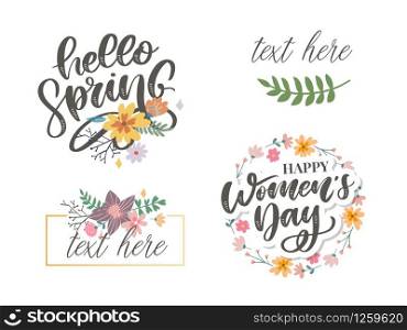 Hello Spring - Hand drawn inspiration quote. Vector typography design element. Spring lettering poster. Good for t-shirts, prints, cards