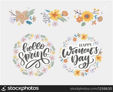 Hello Spring - Hand drawn inspiration quote. Vector typography design element. Spring lettering poster. Good for t-shirts, prints, cards