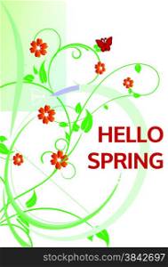 hello spring with flower