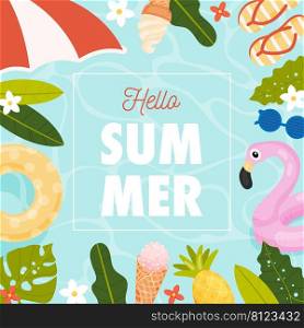 Hello Summer card. Vector illustration concept.
