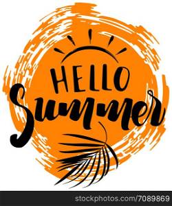 Hello Summer Inscription with a Sun
