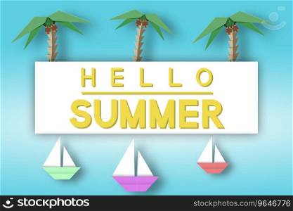 Hello summer paper fashion concept Royalty Free Vector Image