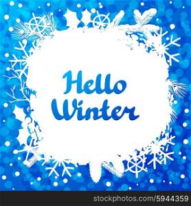 Hello winter abstract background design with snowflakes and snow. Hello winter abstract background design with snowflakes and snow.