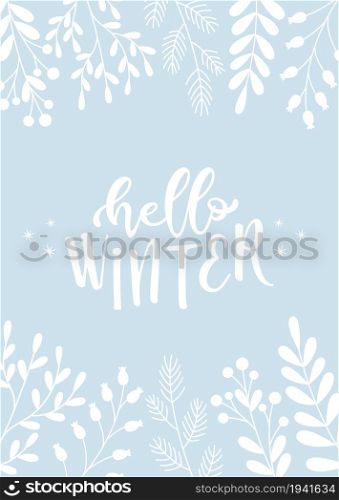 Hello Winter flyer card, vector illustration