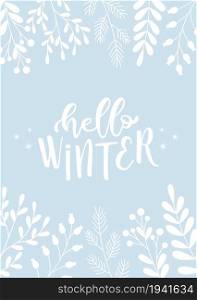 Hello Winter flyer card, vector illustration