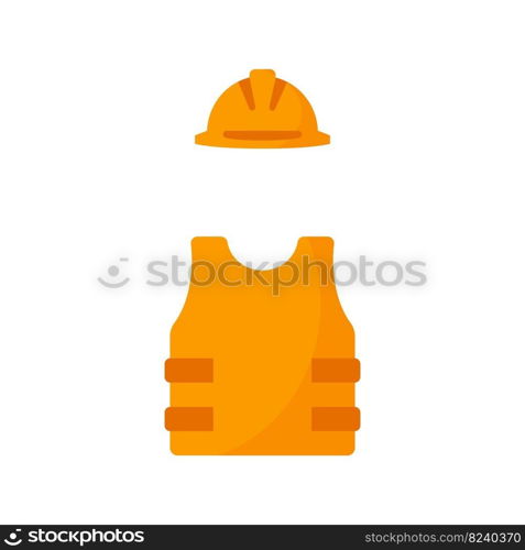 Helm and vest worker wear icon vector.