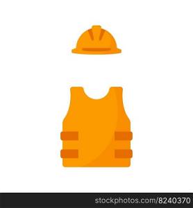 Helm and vest worker wear icon vector.