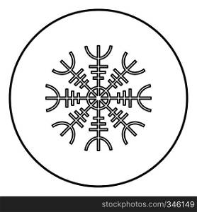 Helm of awe aegishjalmur or egishjalmur icon outline black color vector in circle round illustration flat style simple image