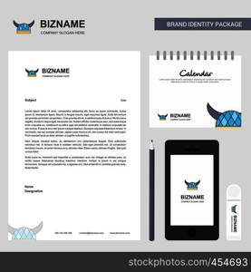 Helmet Business Letterhead, Calendar 2019 and Mobile app design vector template