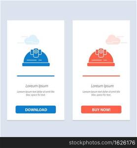 Helmet, Engineer, Building, Construction  Blue and Red Download and Buy Now web Widget Card Template